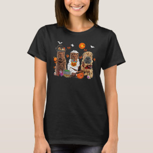 Tre Shar Pei Hundar Witch Scary Mummy Halloween T Shirt