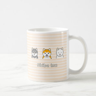 Tre Shiba Inu Hund Friends Pixel Art Coffee Mugg