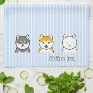 Tre Shiba Inu Hundar med annat Jackat Färg Kökshandduk