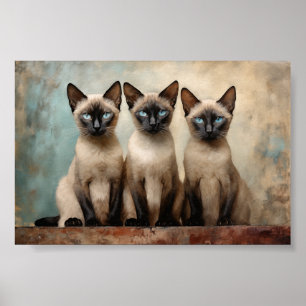 Tre siamesiska katter poster