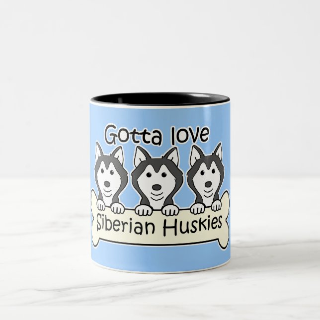 Tre siberian husky Två-Tonad mugg (Center)