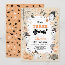 Tre sinnen | Cute Halloween Ghost 3:e födelsedagen Inbjudningar