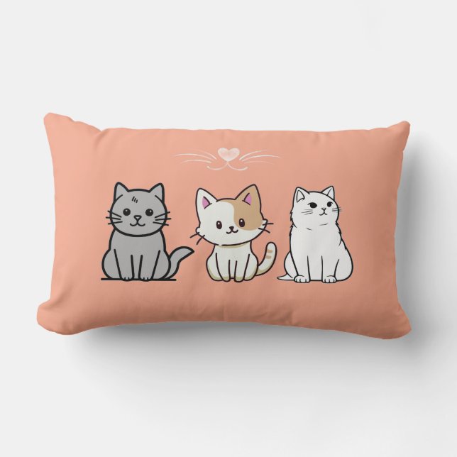 Tre sittande kattillustrationer lumbarkudde (Framsida)