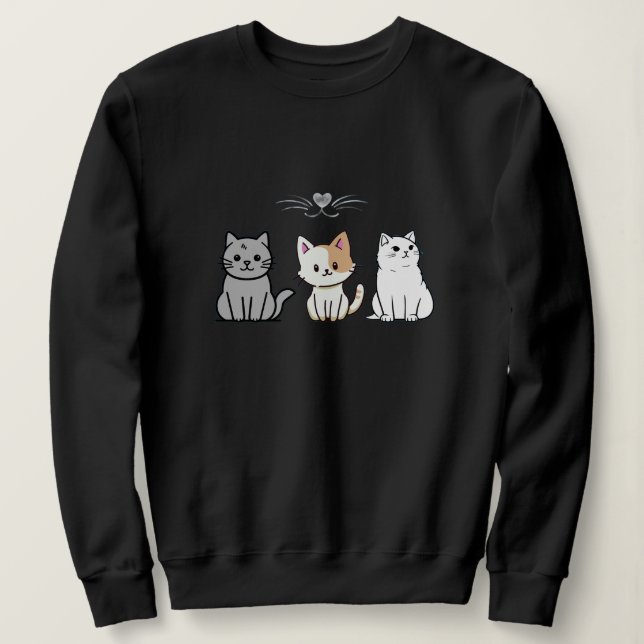 Tre sittande seriekatten t shirt (Design framsida)