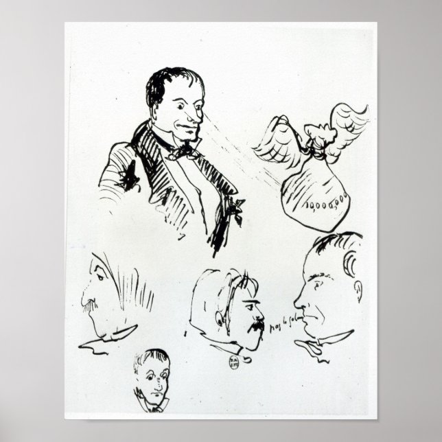 Tre självporträtt och profiler poster (Framsidan)