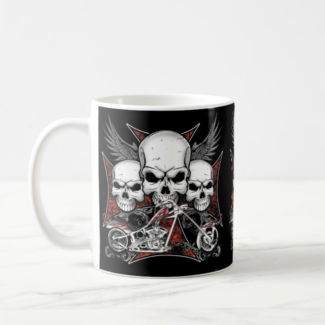 Tre skal med Red Chopper-motorcykel Kaffemugg (Vänster)