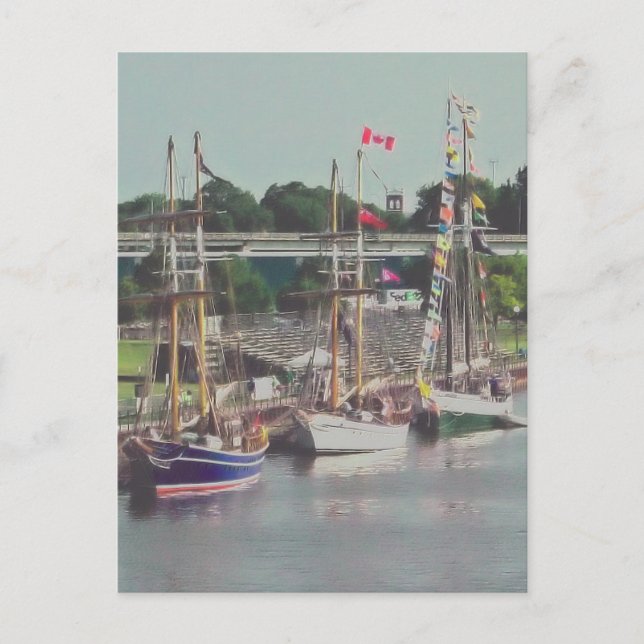 Tre skepp kom seglande in vykort (Framsida)