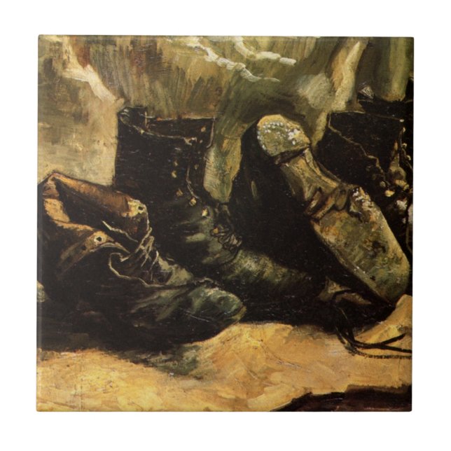 Tre skor av Vincent van Gogh Kakelplatta (Framsidan)