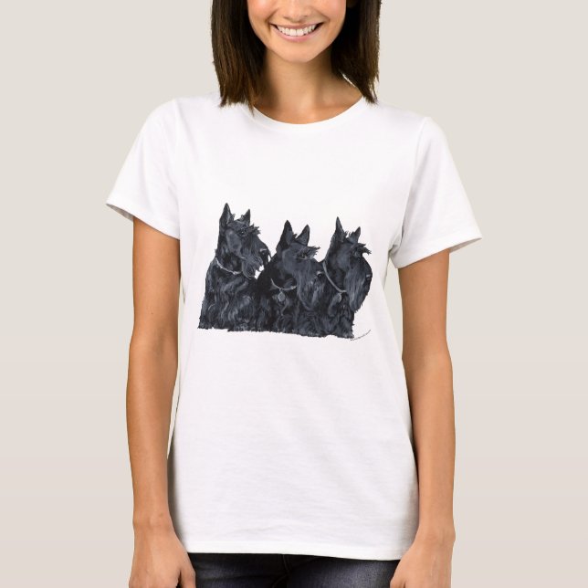 Tre skotska terrier tee shirt (Framsida)