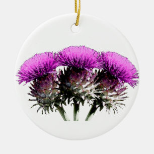 Tre skotska Thistles Julgransprydnad Keramik