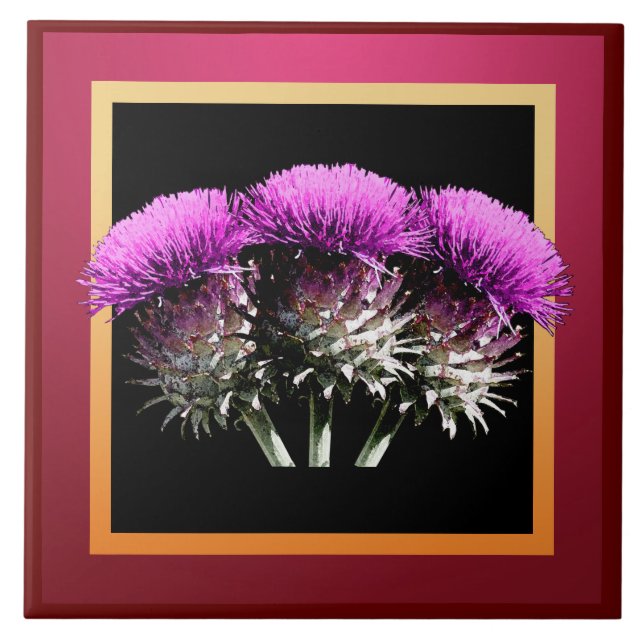 Tre skotska Thistles Kakelplatta (Framsidan)