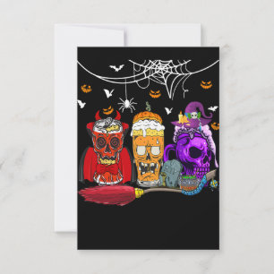 Tre skräckglas av Beer Halloween Skull Costu Inbjudningar