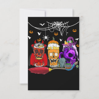 Tre skräckglas av Beer Halloween Skull Costu Inbjudningar