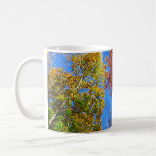Tre skuggor med färgfull kulmapel Träd Kaffemugg