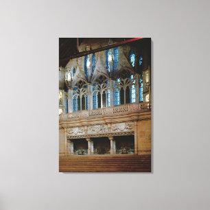 Tre skulpterade eldstäder i salen canvastryck