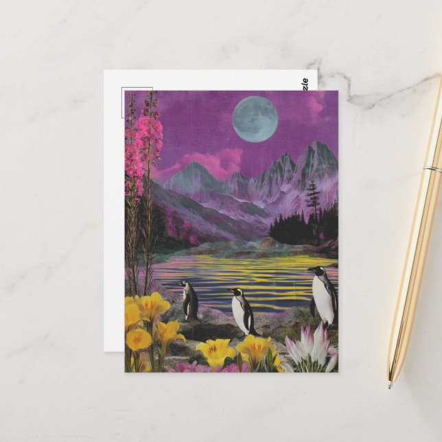 Tre skyddsinslag Surreal Mixed Media Vykort (Fram/Back In Situ)