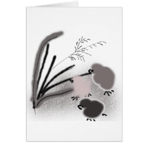 Tre små chickar hälsningskort