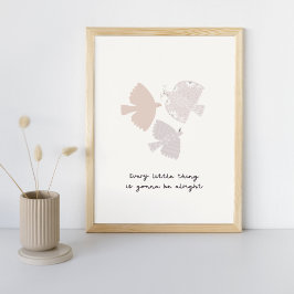 Tre små fågelbilder i Sång Neutralt Bedroom Art Sk Poster
