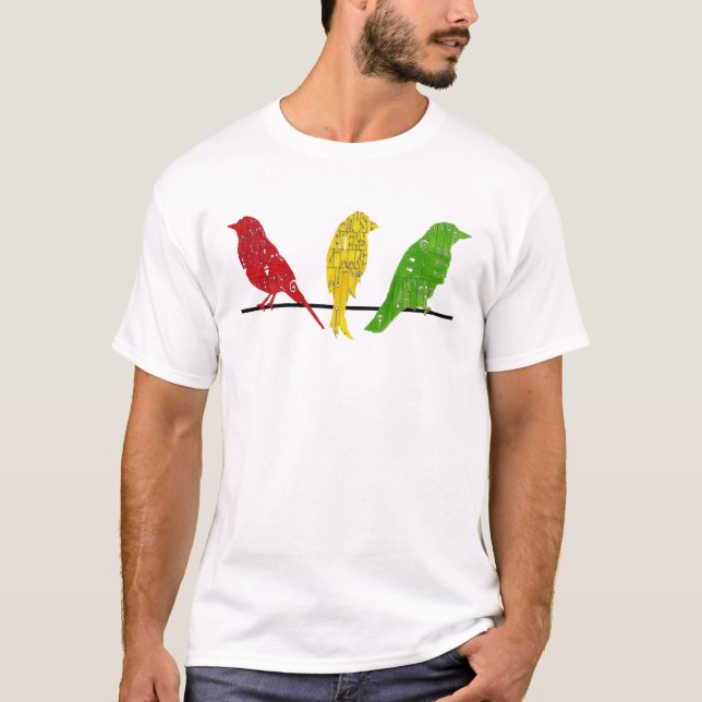 tre små fåglar t shirt (Framsida)