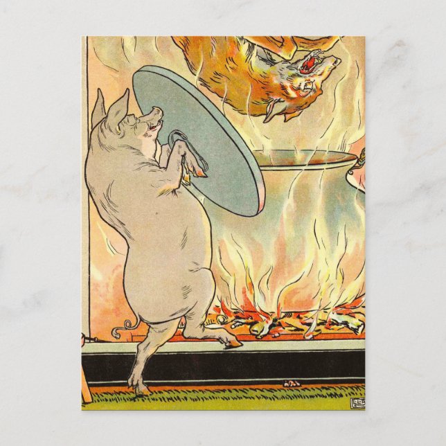 Tre små grisar: i Vargen har vykortet sjunkit Vykort (Framsida)