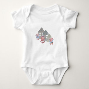 Tre små grisar med sina hus t shirt