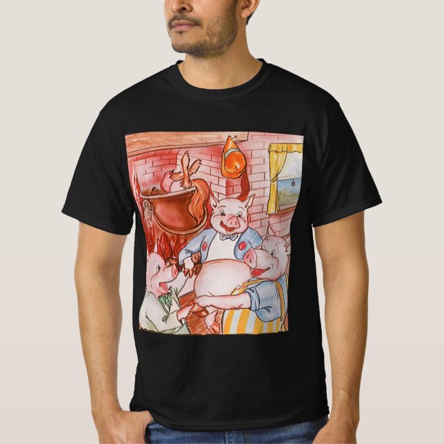 Tre Små Grisar som Lagar Varg, Gammaldags Saga Tee (Framsida)