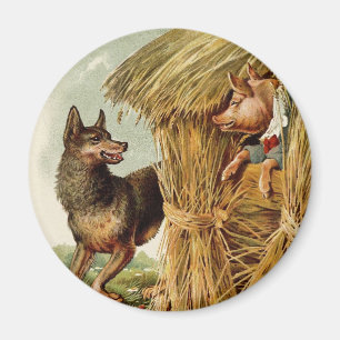 Tre Små Grisar Stor Elak Wolf, Vintage Saga Magnet