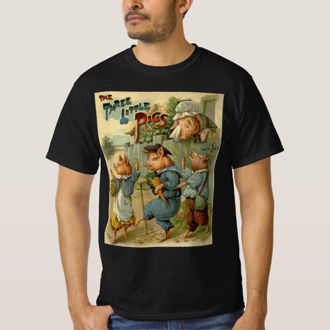 Tre små grisar Vintage Fairy Tale Tee Shirt (Framsida)