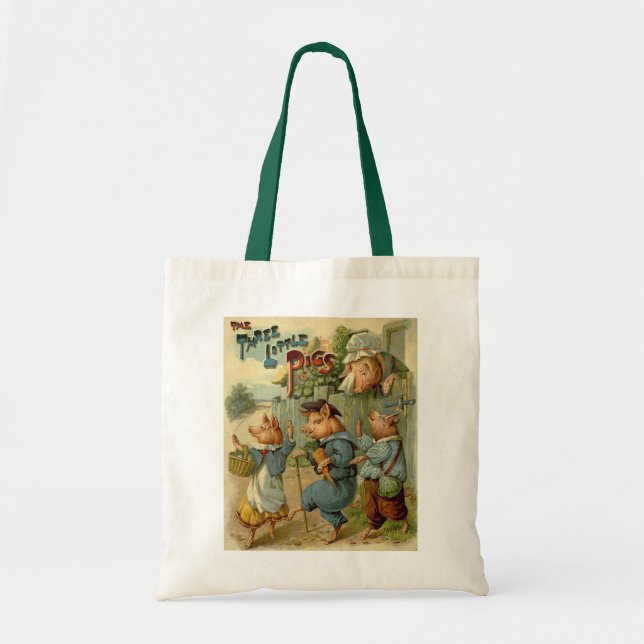 Tre små grisar Vintage Fairy Tale Tygkasse (Framsidan)