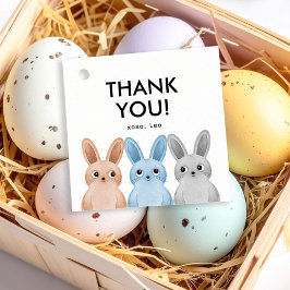 Tre små kaniner tackar gåvor etiketter