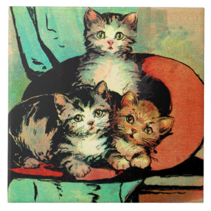 tre små kattungar kakelplatta