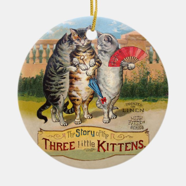 Tre små kattungar Mor Gås-illustration Julgransprydnad Keramik (Framsidan)