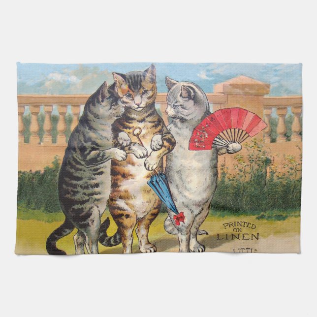 Tre små kattungar Mor Gås-illustration Kökshandduk (Horisontell)