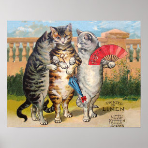 Tre små kattungar Mor Gås-illustration Poster