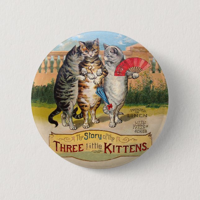 Tre små kattungar Mor Gåse-illustration Knapp (Framsida)