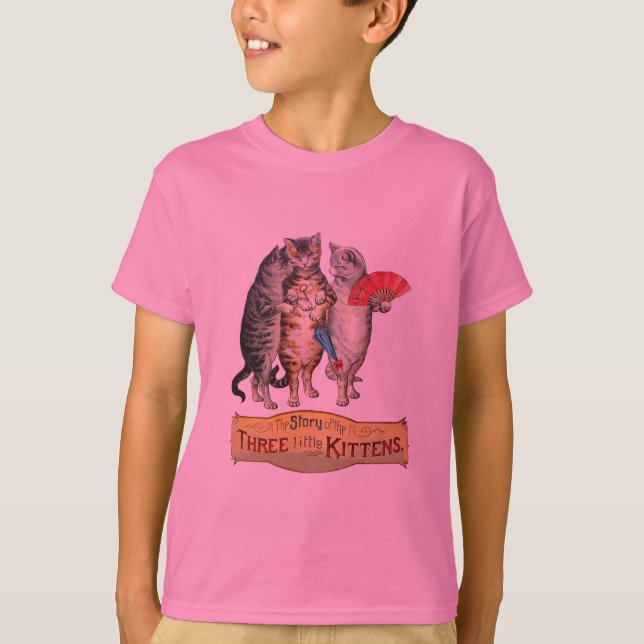 Tre små kattungar Mor Gåse-illustration Tee (Framsida)