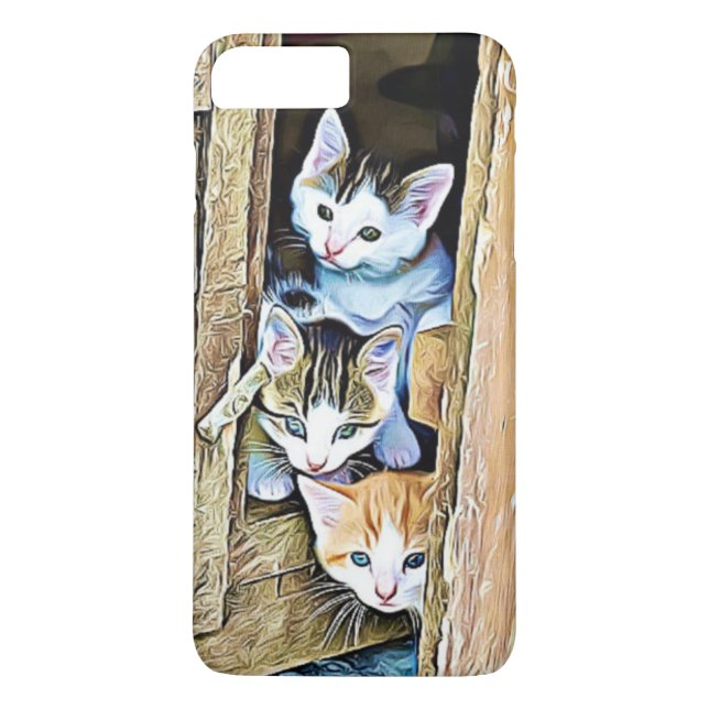Tre små kattungar tittar ut telefonfodral Case-Mate iPhone skal (Baksida)