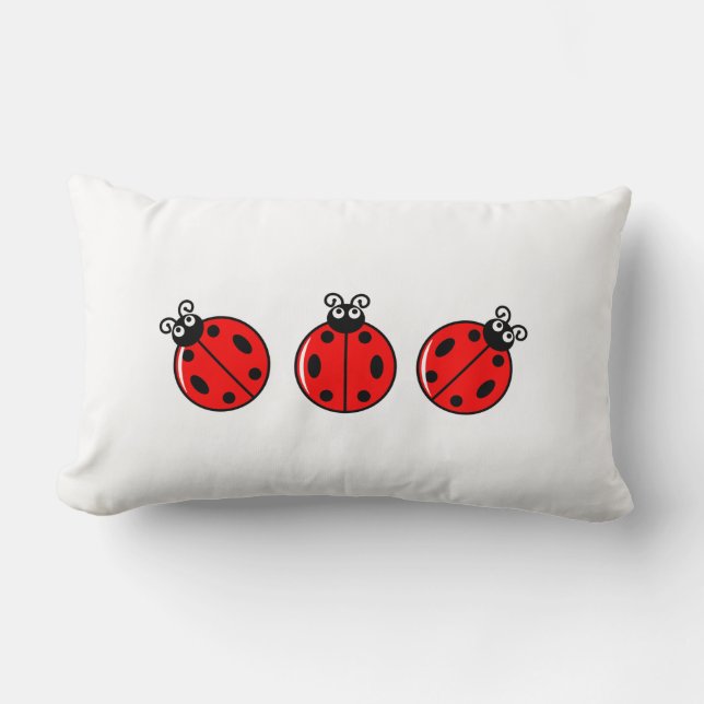 Tre små ladybuggar - Lumbar Pillow 13 x 21 tum Lumbarkudde (Framsida)