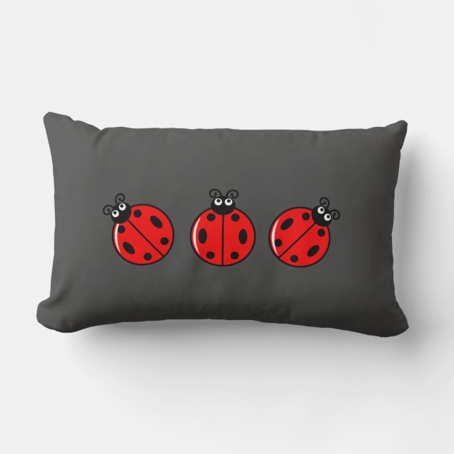 Tre små ladybuggar - Lumbar Pillow 13 x 21 tum Lumbarkudde (Framsida)