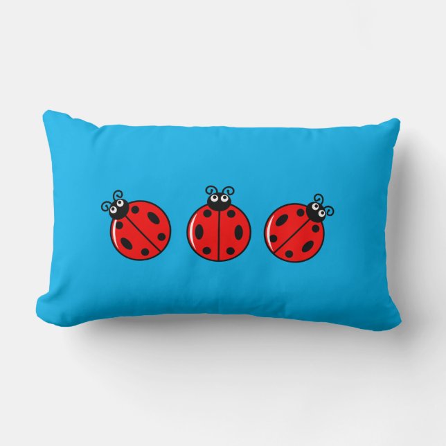 Tre små ladybuggar - Lumbar Pillow 13 x 21 tum Lumbarkudde (Framsida)