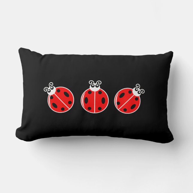 Tre små ladybuggar - Lumbar Pillow 13 x 21 tum Lumbarkudde (Framsida)