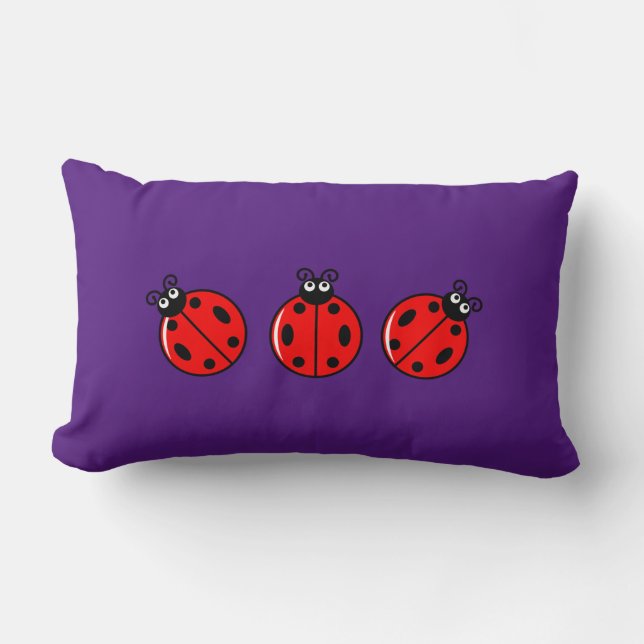 Tre små ladybuggar - Lumbar Pillow 13 x 21 tum Lumbarkudde (Framsida)