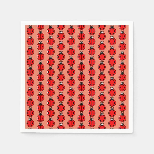 Tre små ladybugs - Standard Cocktail Pappersservett (Framsidan)