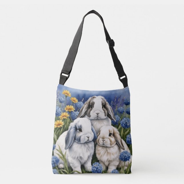 Tre små Lop Bunnies Axelväska (Framsida)