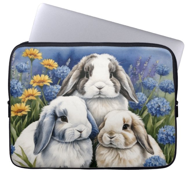 Tre små Lop Bunnies Electronics Bag Laptop Fodral (Framsidan)