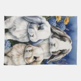 Tre små Lop Bunnies Kökshandduk
