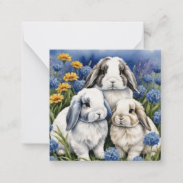 Tre små Lop Bunny Rabbits Anteckningskort