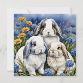 Tre små Lop Bunny Rabbits Julkort