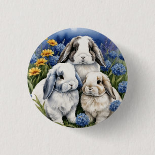 Tre små Lop Bunny Rabbits Knapp