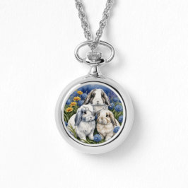 Tre små Lop Bunny Rabbits Necklace Armbandsur